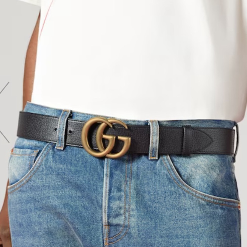 Gucci 95 cm Leather Belt with Double G Buckle Unisex